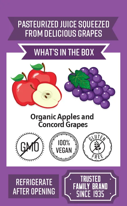Lakewood Littles Organic Apple Grape Juice Boxes | 4 x 8-Packs - Image 3