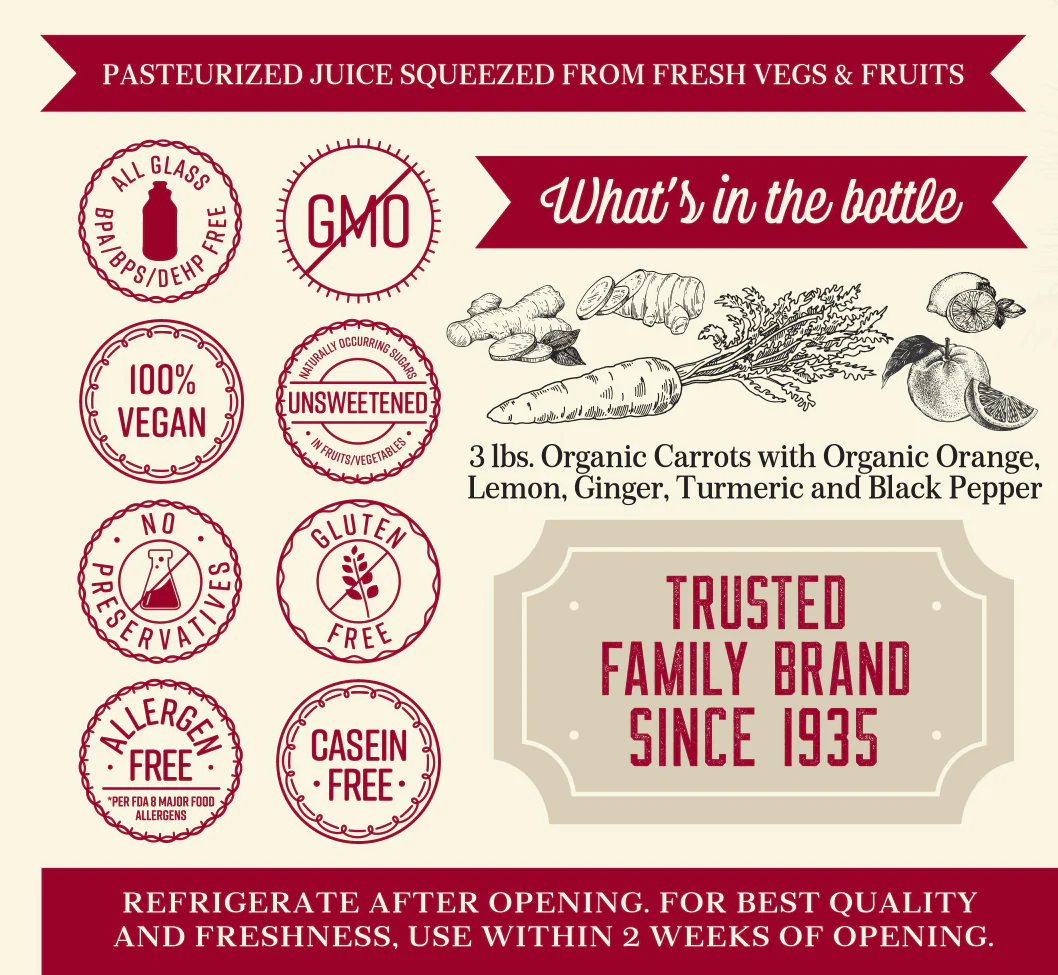 Lakewood Organic Carrot Ginger Turmeric Juice | 32oz - Image 3